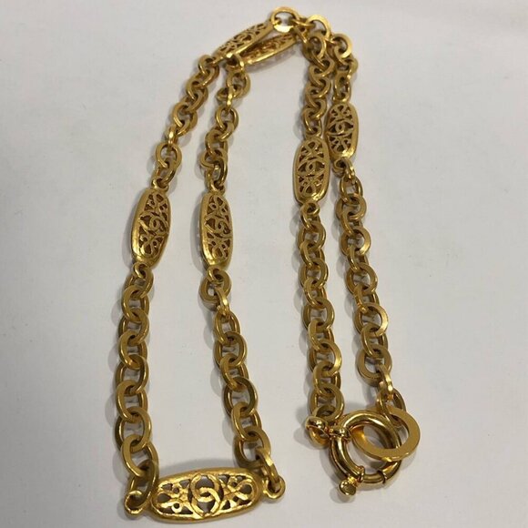 CHANEL CC Logos Charm Long Chain Necklace 39" Gold Tone 95P Auth #2509 - Picture 6 of 8